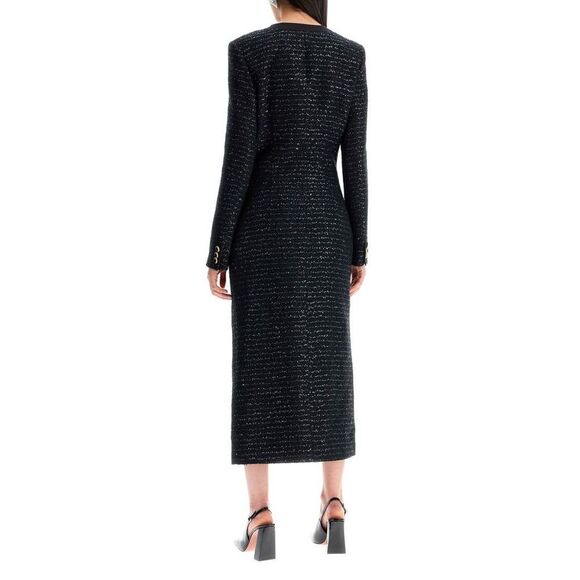 ALESSANDRA RICH Long Tweed Button-Front Dress Women BLACK Dresses - Picture 2 of 4
